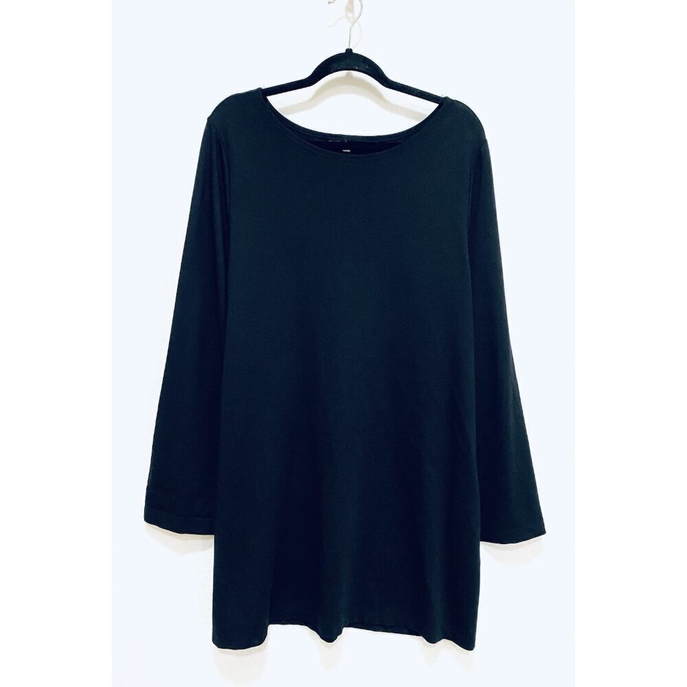 Bryn Walker Dress Womens Large Black Jersey Knit Tunic Lagenlook Minimalist